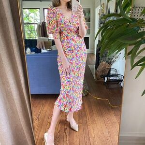 RIXO x Target floral puff sleeve midi dress size 2